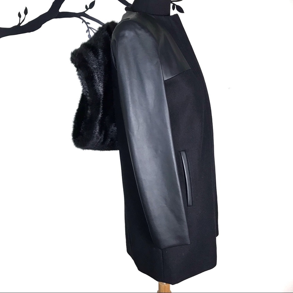 Laundry by Shelli Segal Faux Leather Sleeve Coat - Picture 5 of 8